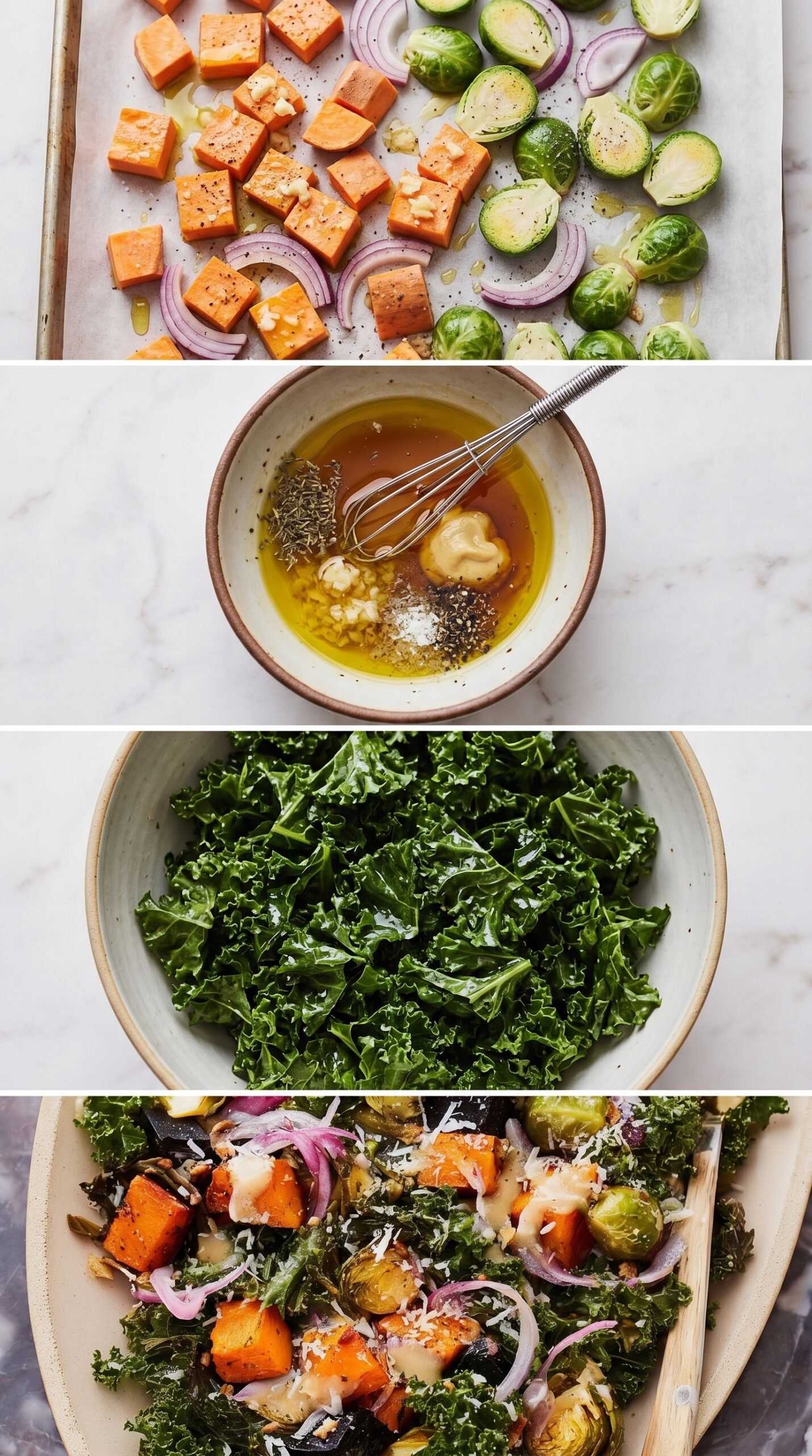 Warm Roasted Veggie Salad with Maple Dijon Vinaigrette recipe instructions