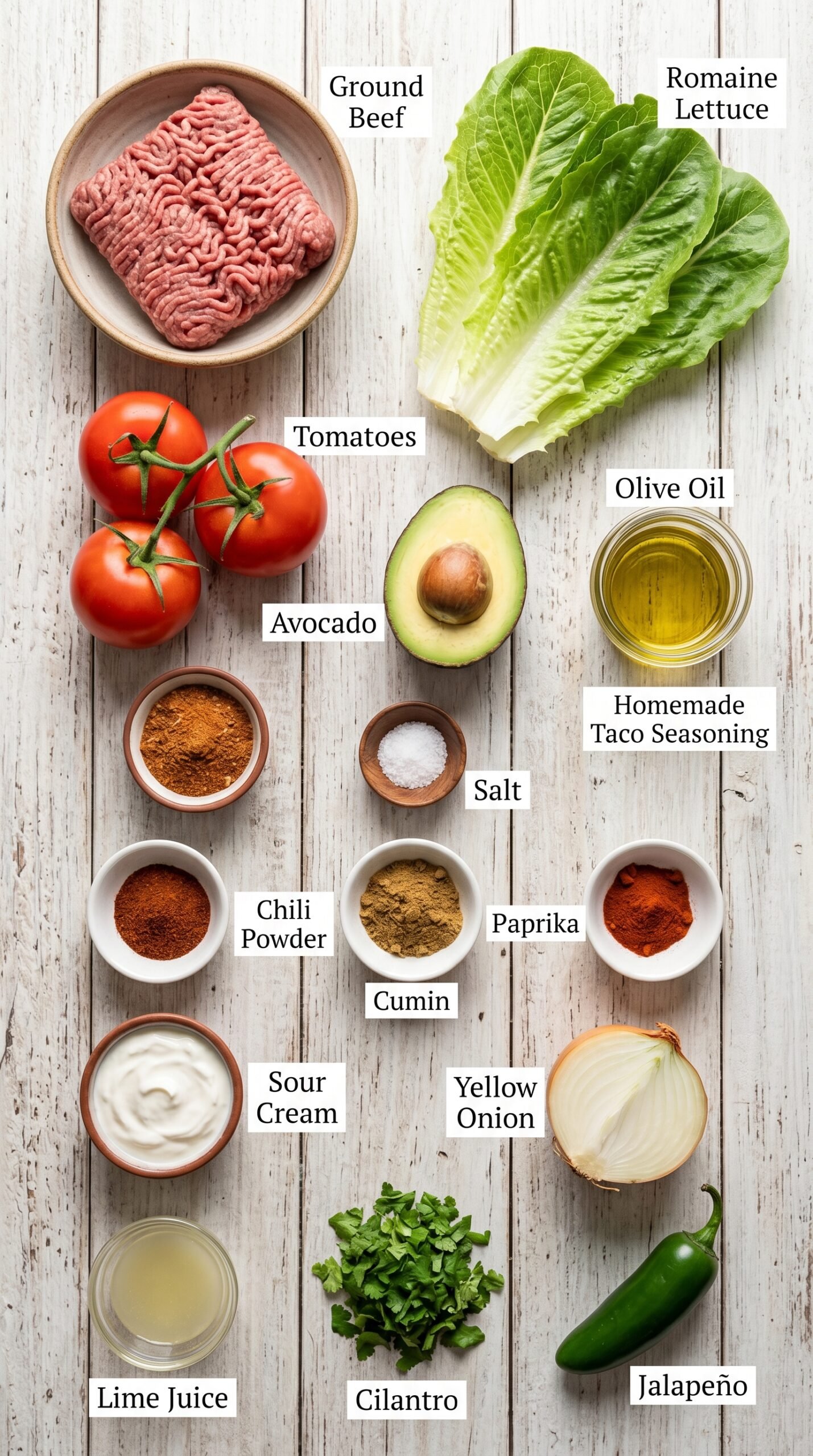 Healthy & High Protein Keto Taco Salad – No Tortilla, All the Flavor recipe ingredients