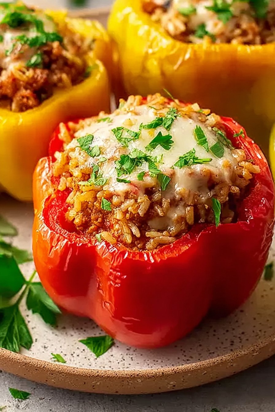 Healthy Stuffed Bell Peppers with Ground Turkey and Rice extra recipe photo