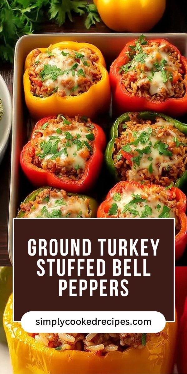 Healthy Stuffed Bell Peppers with Ground Turkey and Rice save this recipe