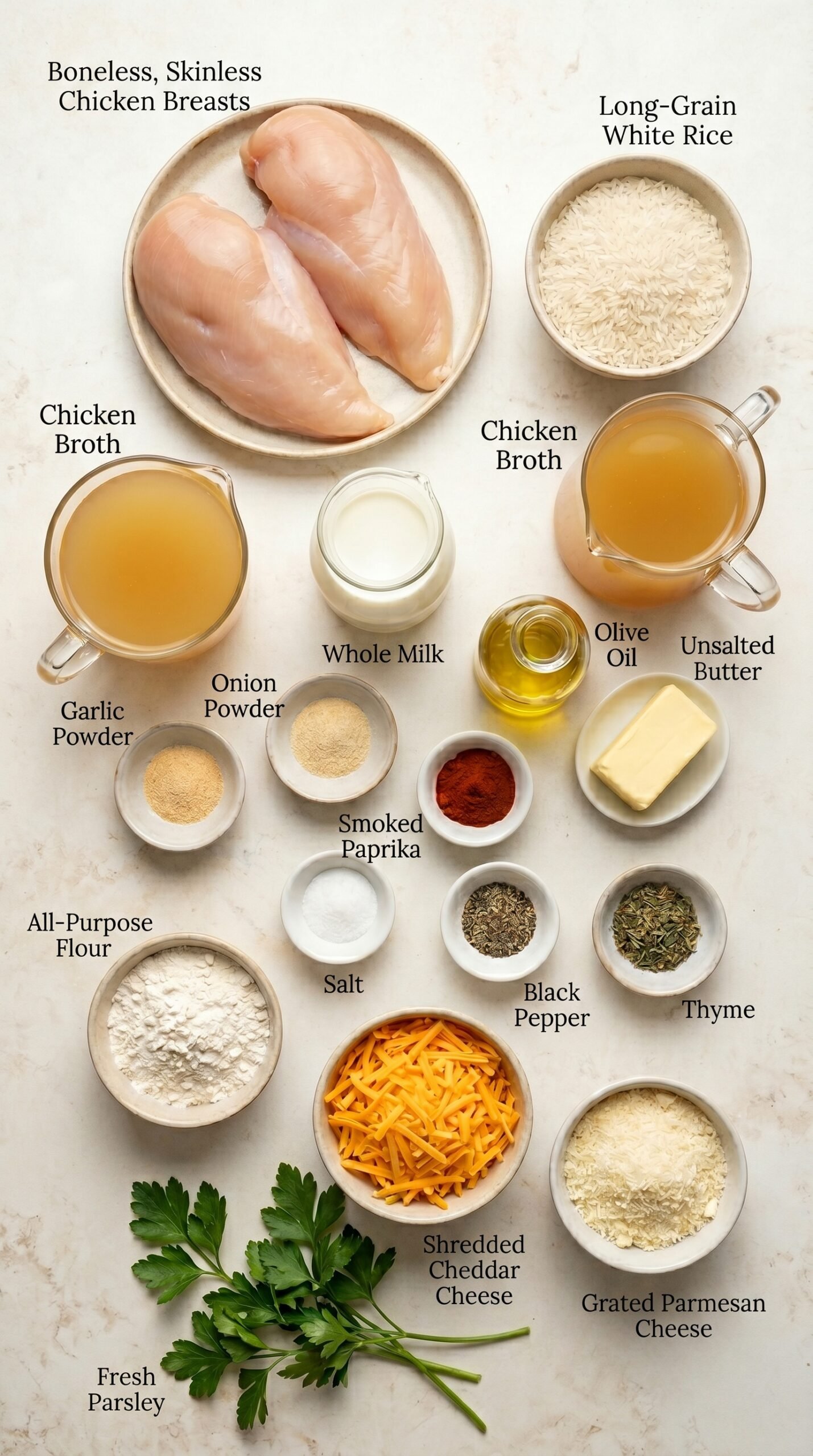 Creamy Smothered Chicken and Rice Recipe recipe ingredients