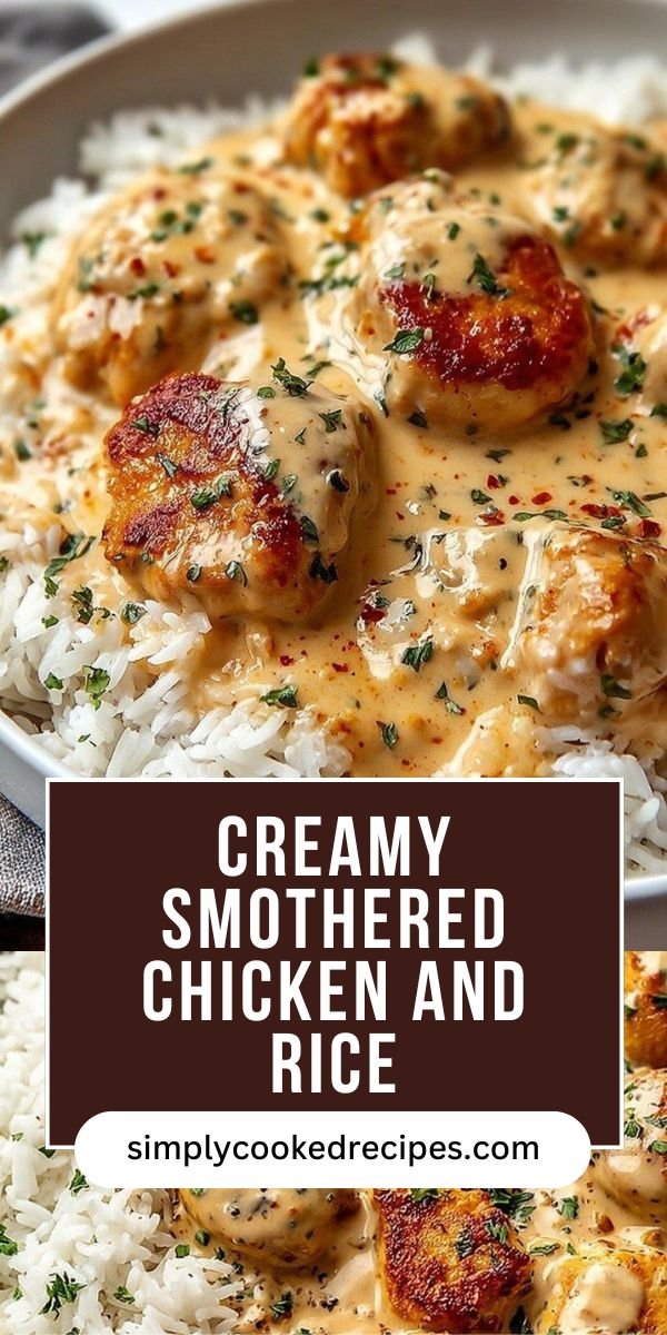 Creamy Smothered Chicken and Rice Recipe save this recipe