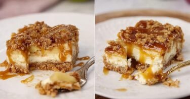 Caramel Apple Cheesecake Bars with Cinnamon Apples and Salted Caramel recipe photo