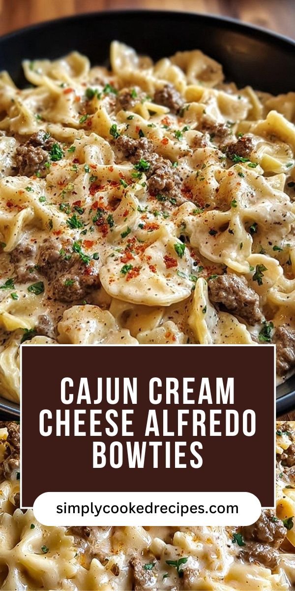 Irresistibly Creamy Cajun Cream Cheese Alfredo Bowties with Beef save this recipe
