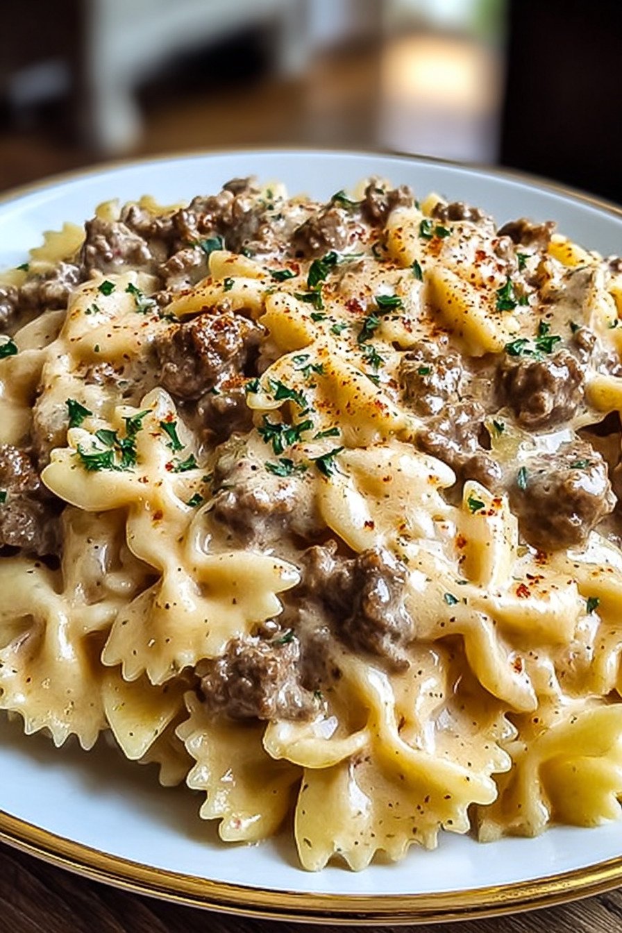 Irresistibly Creamy Cajun Cream Cheese Alfredo Bowties with Beef extra recipe photo