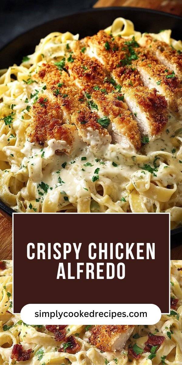 Best Crispy Chicken Fettuccine Alfredo for Dinner Tonight! save this recipe