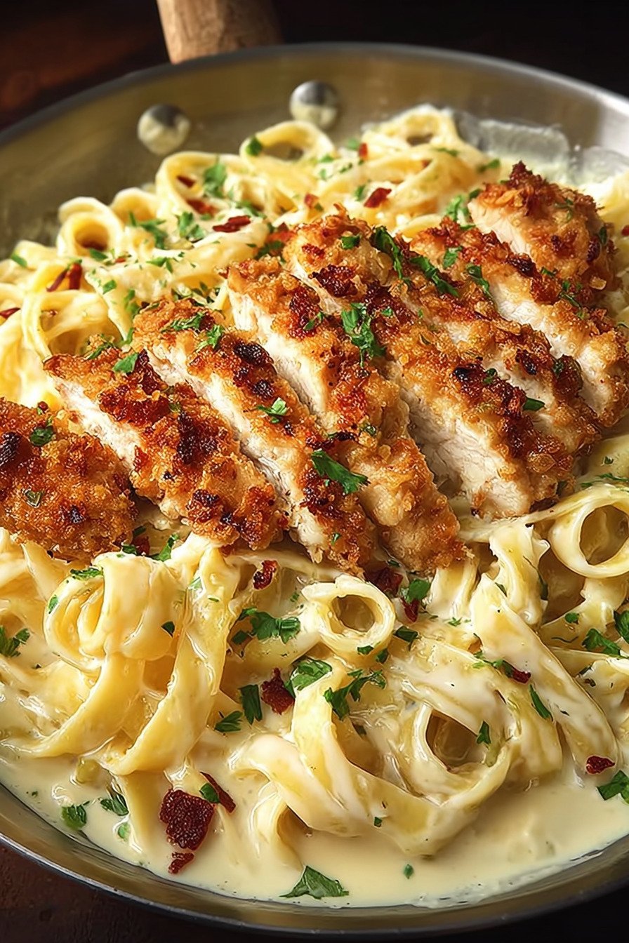 Best Crispy Chicken Fettuccine Alfredo for Dinner Tonight! extra recipe photo