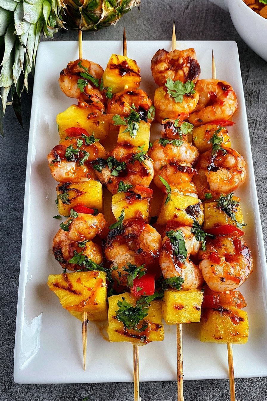 Sweet and Spicy Pineapple Shrimp Skewers final result