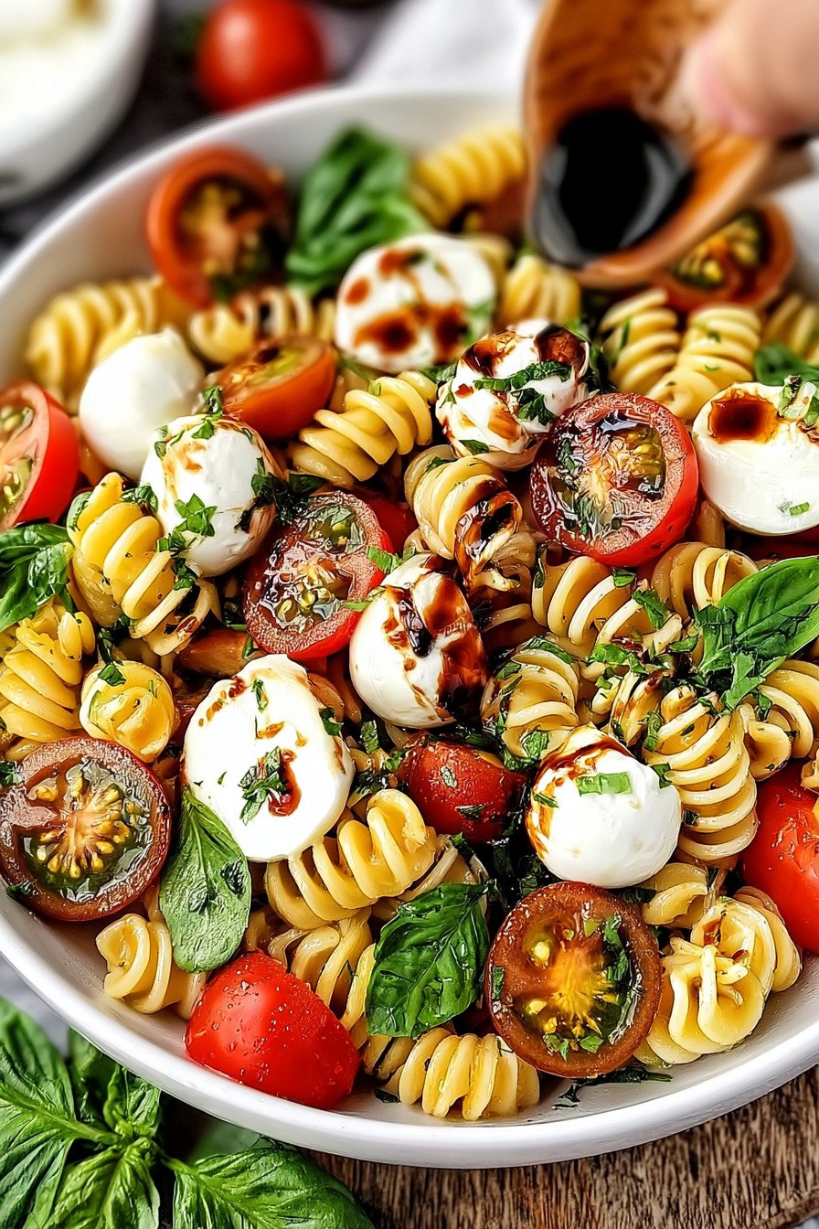 Caprese Pasta Salad with Balsamic Glaze (20-Minutes) final result