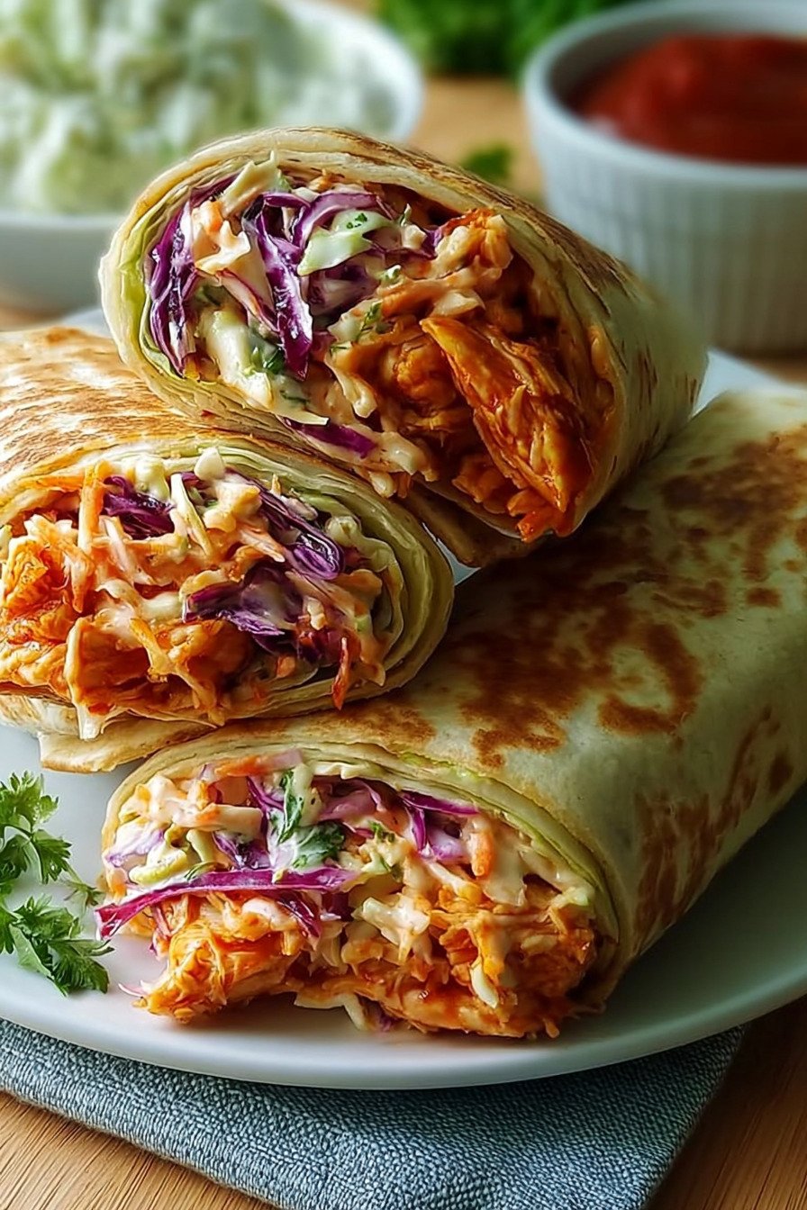 BBQ Chicken Coleslaw Wraps: Quick Prep Dinner Wraps extra recipe photo