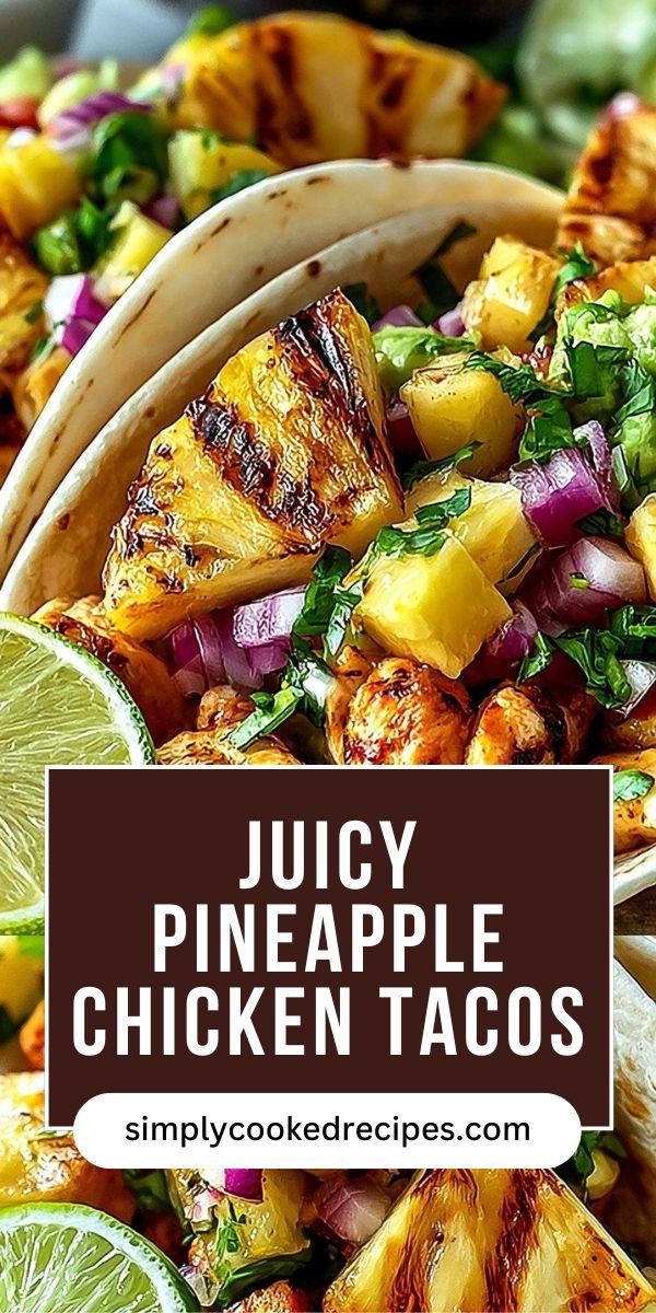 Pineapple Chicken Tacos with Juicy Spiced Chicken save this recipe