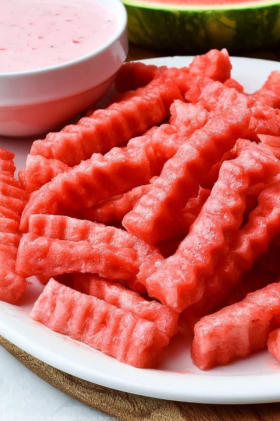 Watermelon Fries With Strawberry Yogurt Dip final result