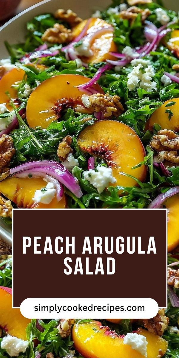 Easy Peach Arugula Salad With Balsamic Honey Dressing save this recipe