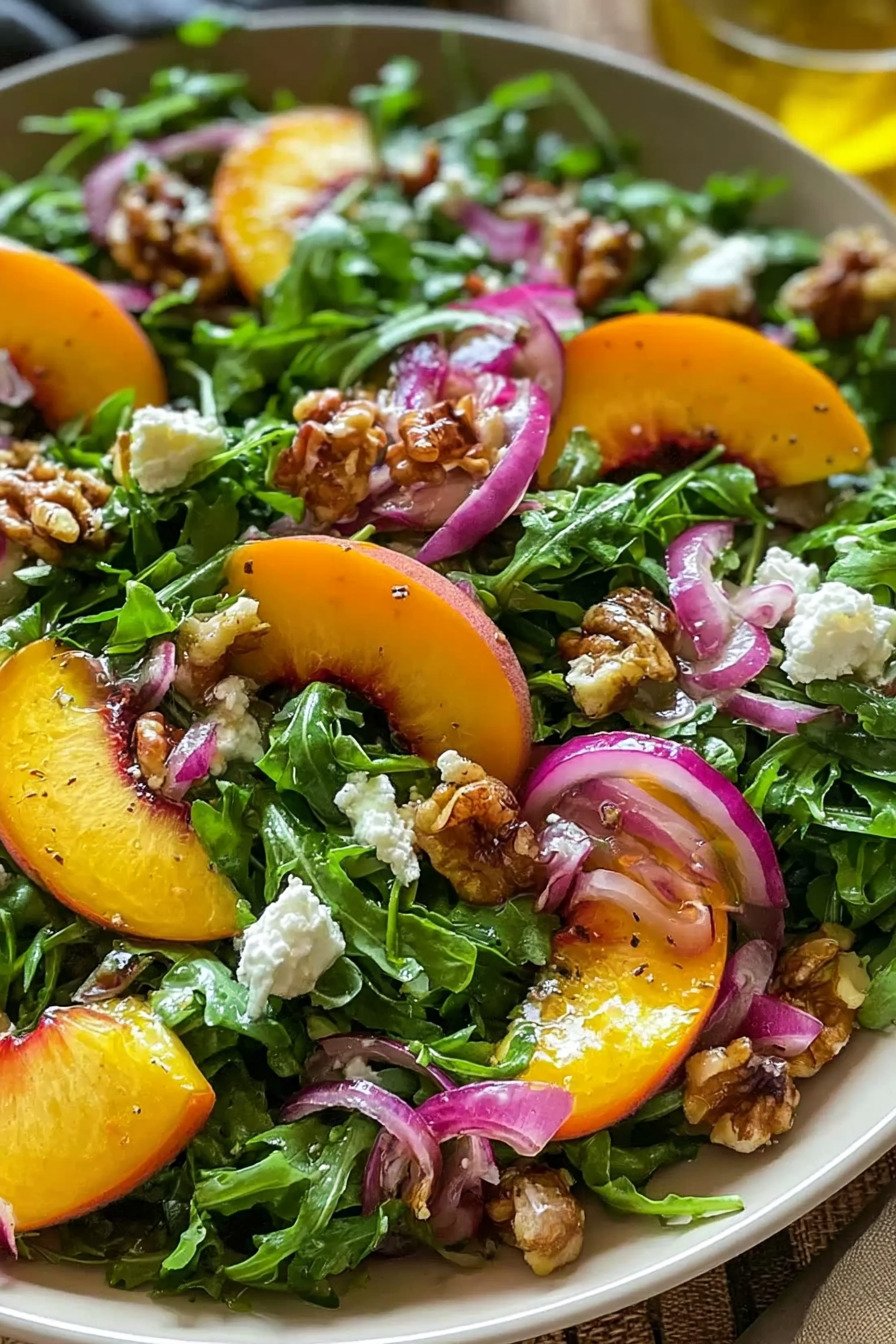 Easy Peach Arugula Salad With Balsamic Honey Dressing extra recipe photo