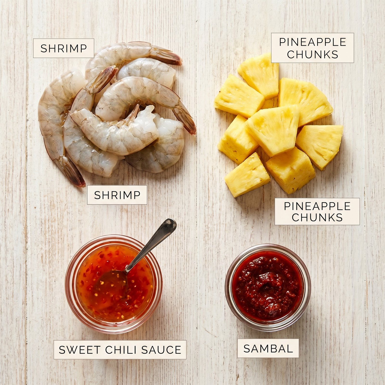 Sweet and Spicy Pineapple Shrimp Skewers recipe ingredients
