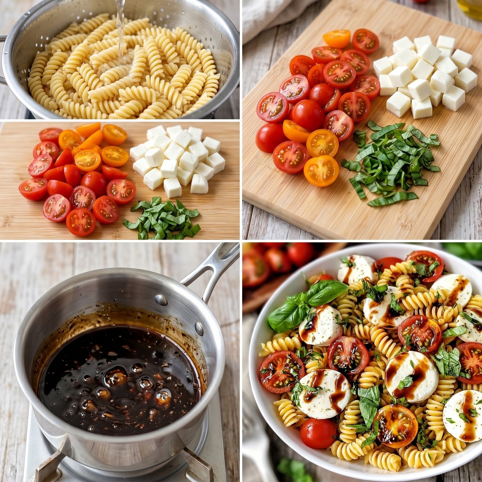 Caprese Pasta Salad with Balsamic Glaze (20-Minutes) recipe instructions