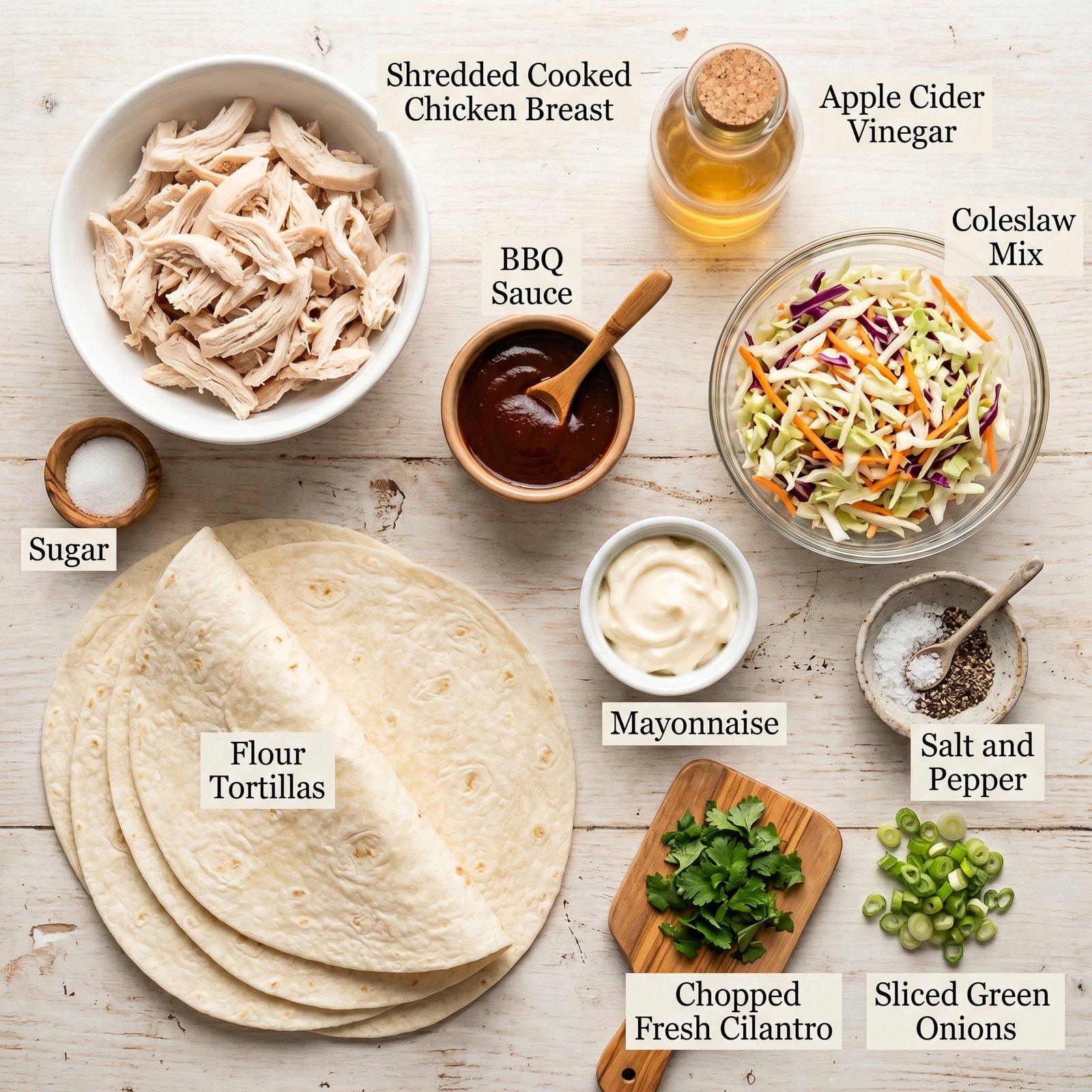 BBQ Chicken Coleslaw Wraps: Quick Prep Dinner Wraps recipe ingredients