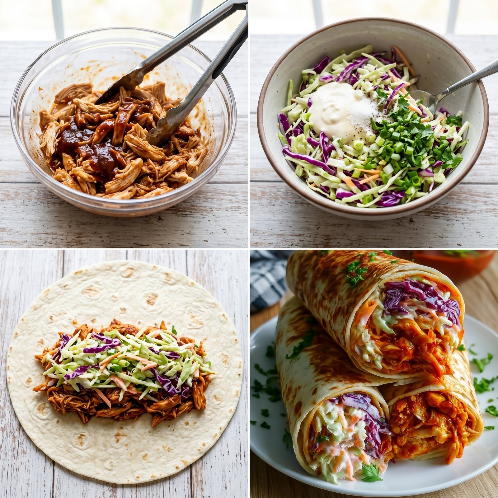 BBQ Chicken Coleslaw Wraps: Quick Prep Dinner Wraps recipe instructions