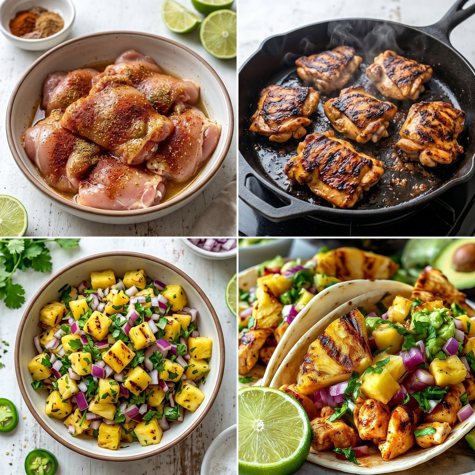 Pineapple Chicken Tacos with Juicy Spiced Chicken recipe instructions