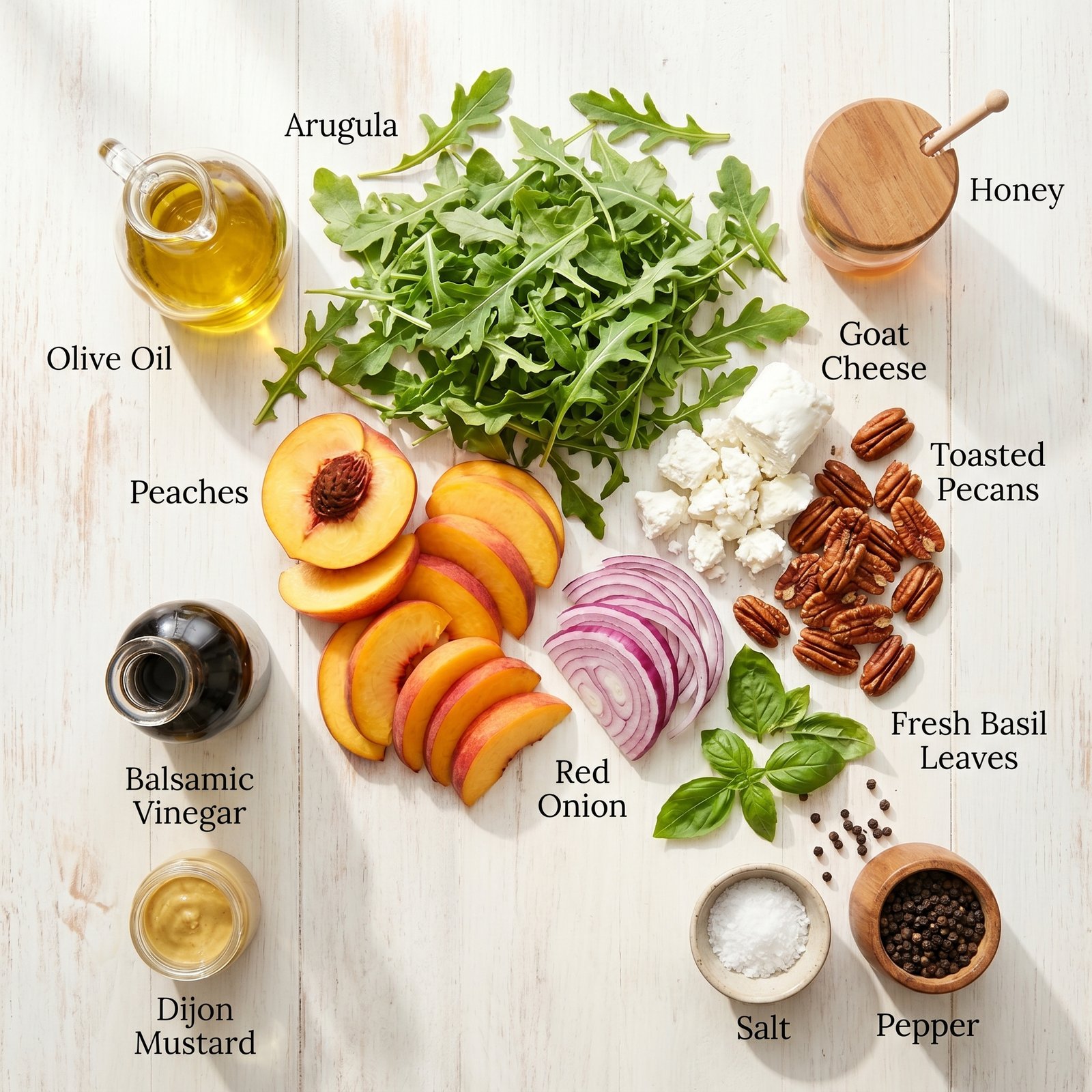 Easy Peach Arugula Salad With Balsamic Honey Dressing recipe ingredients